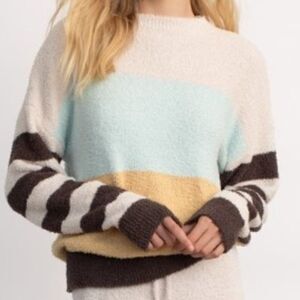 Hello Nite Lounge Sweater Womens XS Sweet & Sour Stripe Oversized Cozy Pullover